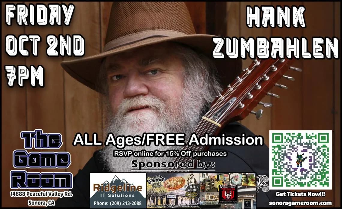 GAMES AND GROOVES: Live Music – Hank Zumbahlen (Folk/Americana) event artwork
